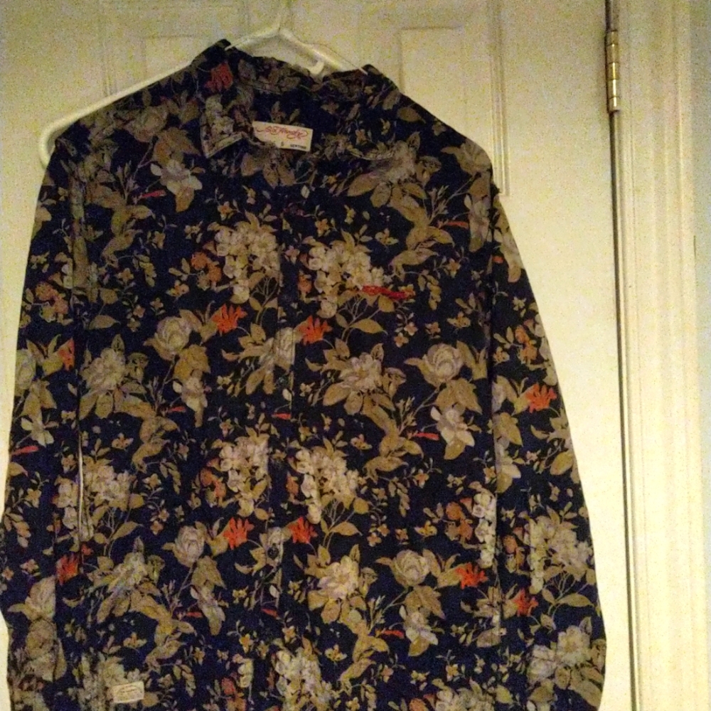 Ed Hardy Custom Made floral printed button down.